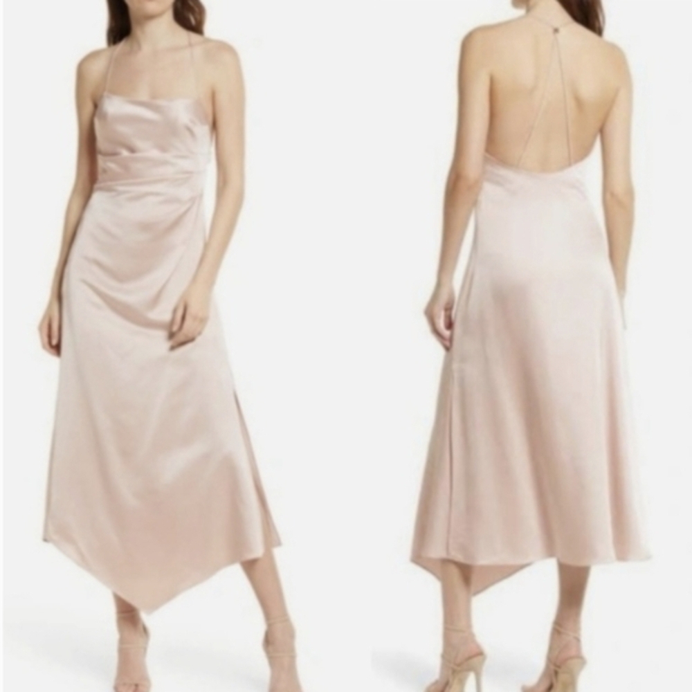 Significant Other One Another Asymmetric Hem Cocktail Satin Midi Dress Size 10